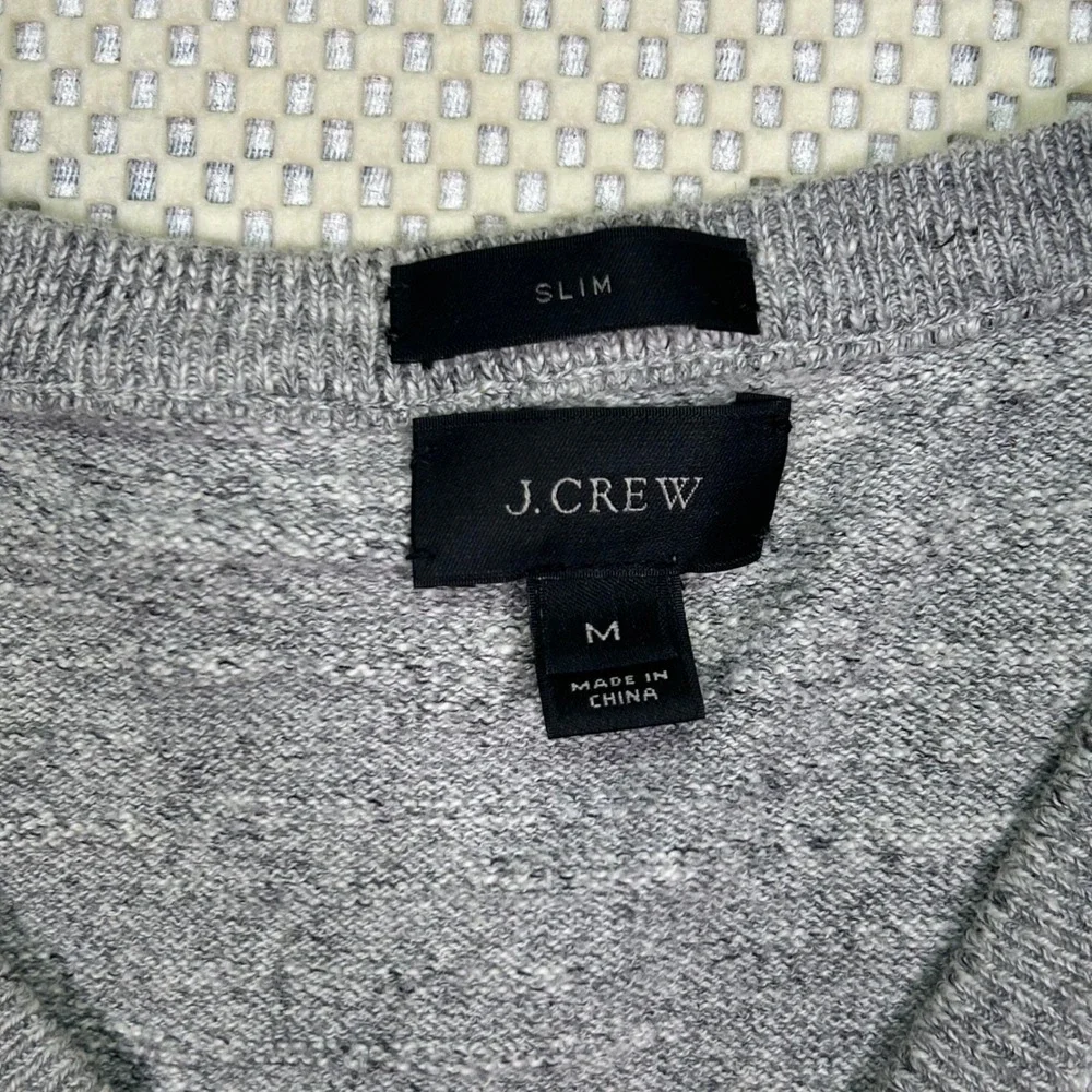 J. Crew V-Neck Sweater‎ Cotton Long Sleeve Casual Gray Mens Size M